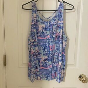 Blue and Pink Patterned Tank Top